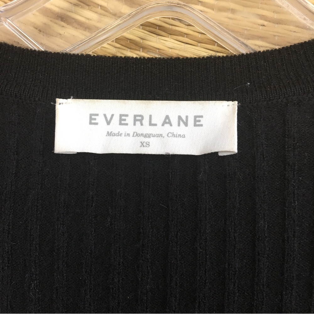 Everlane Luxe Black Wool Bland Ribbed Long Sleeve Dress Size XS - Picture 7 of 11